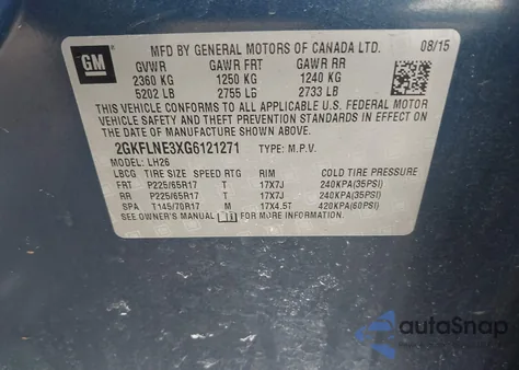 2016 GMC Terrain Sle-2 z USA, uszkodzony, nr VIN 2GKFLNE3XG6121271